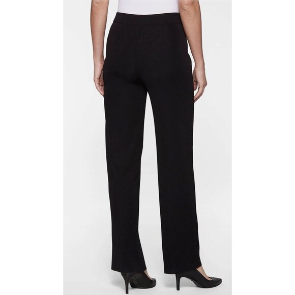 Misook Pants Petite Large L P PL Black Flat Front Pull On Classic Washable $278 - Picture 2 of 8
